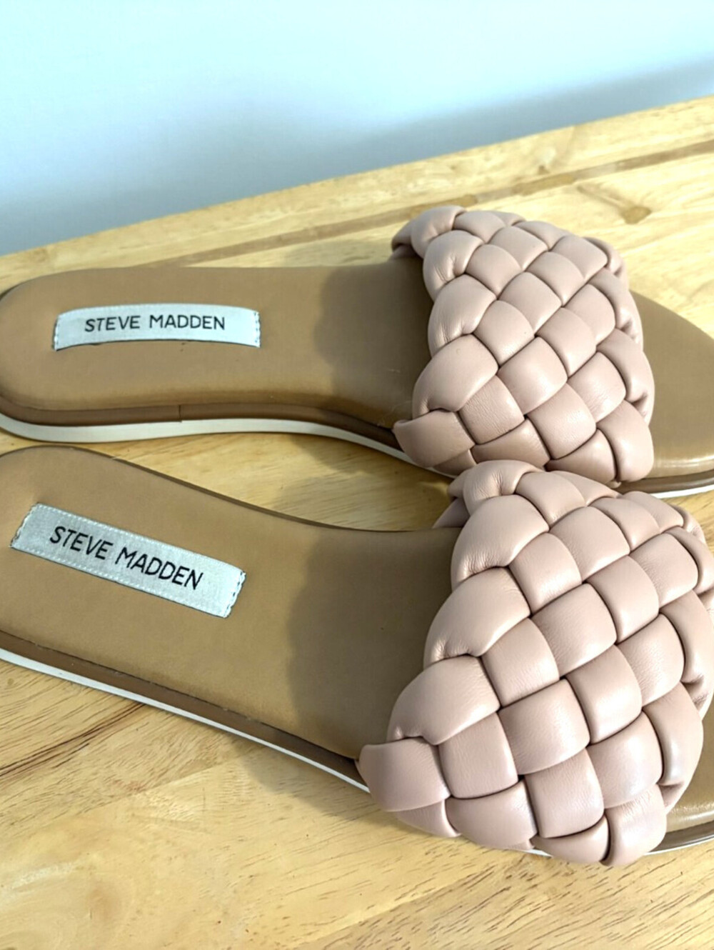 Steve Madden Paislee Woven Slide Sandals Women’s Size 9 Tan Casual Shoes